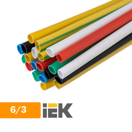 Трубка термоусадочная ТТУ 6/3 синяя IEK, UDRS-D6-100-K07 - 1