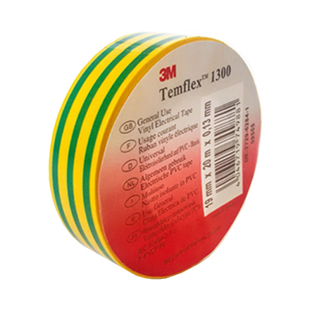 Изолента 3M Temflex 1300 Лента 19mm x 20m, желто-зеленая - 1