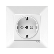 Розетка одинарная с заземлением и шторками VIKO Meridian, 90970042-WH, белая
