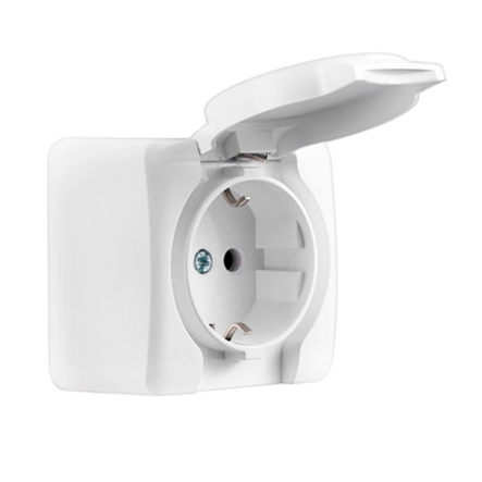 Розетка Lezard VIOLA із заземленням, з кришкою, біла, 751-0200-123В - 1