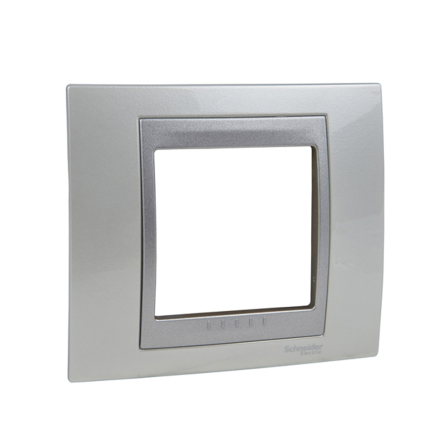 Рамка 1-місна білосніжний/алюміній Schneider Electric Uniсa TOP, MGU66.002.092 - 1