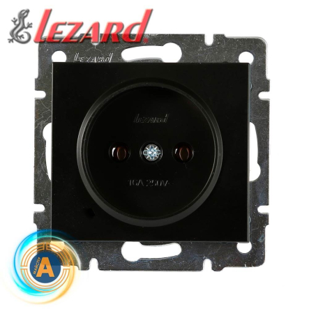 Розетка Lezard RAIN одинарная без заземления, Антрацит, 703-4288-121В - 1