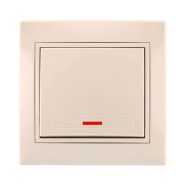 Выключатель Lezard MIRA одноклавишный, с подсветкой, крем, 701-0303-111