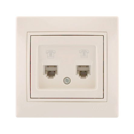 Розетка телефонная евро Lezard MIRA, двойная, крем, 701-0303-138 - 1