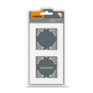 Рамка VIDEX BINERA, белое стекло, 2 поста, горизонтальная, VF-BNFRG2H-W