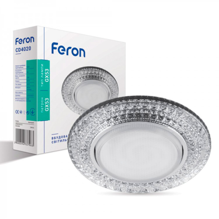 Светильник точечный Feron CD4020, GX53, прозрачный, LED подсветка, 4000K, 6748 - 1