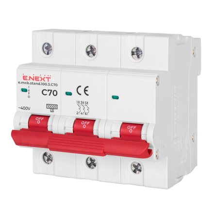 Автоматичний вимикач E.NEXT e.mcb.stand.100.3.C70, 3р, 70А, C, 10кА, s002201 - 1