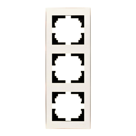 Рамка Lezard RAIN трехместная, вертикальная жемчужно-белый перламутр, 703-3030-153 - 1