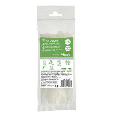 Хомут кабельний SCHNEIDER 160х2.5 білий (100шт), IMT46257 - 1
