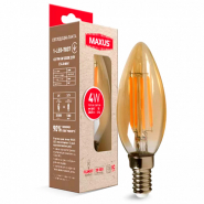 Лампа LED MAXUS 1-LED-7037, Filament, арт деко 4 Вт, 2200K, E14, 220 В, C37, Amber