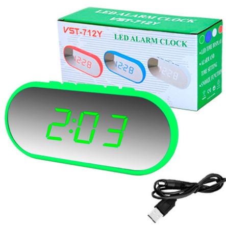 Годинник VST-712Y-4, зелений, USB - 3