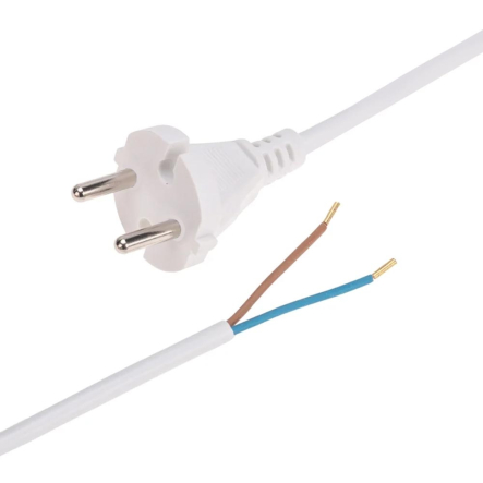 Шнур з вилкою круглий 1,5м білий ПВС 2х1 - 1