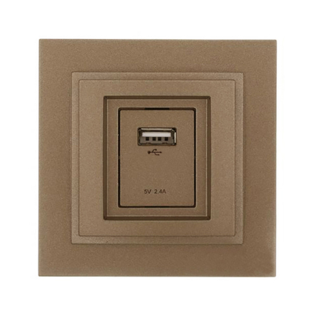 Розетка USB-зарядка, Mono Electric, DESPINA, бронза, 102-232305-177 - 1