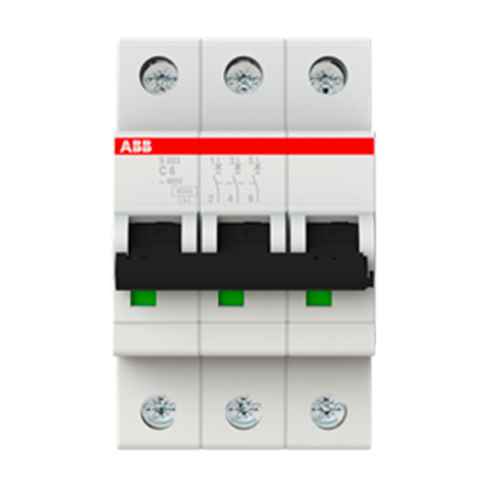 Автоматический выключатель ABB S203-C6, 3P, 6А, 2CDS253001R0064