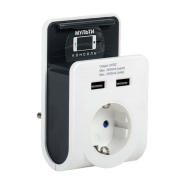 Адаптер Т-02/01 1 место 2P+PE 16А 2хUSB 2,4А белый