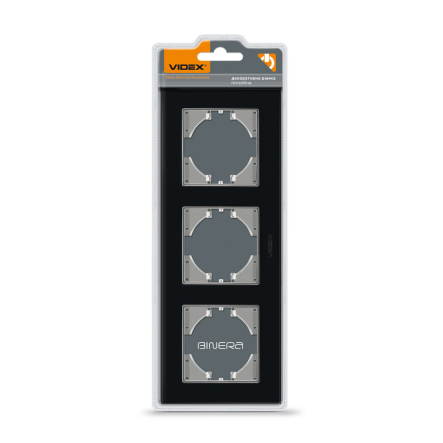 Рамка VIDEX BINERA, чорне скло, 3 поста, горизонтальна, VF-BNFRG3H-B - 1