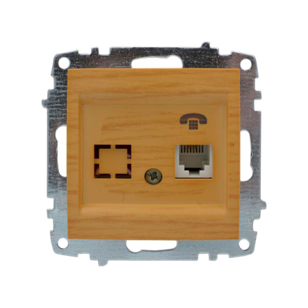 Розетка телефонна EL-BI Zena цифрова (механізм) клен/береза, 609-012700-221 - 1