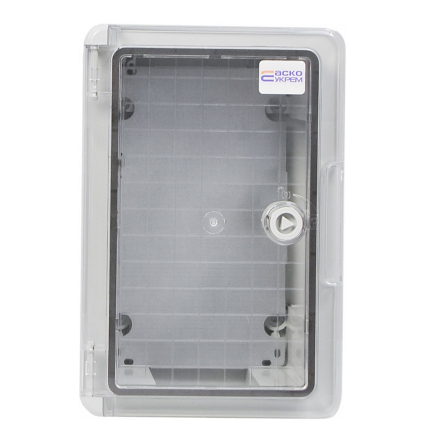 Корпус АБС-пластик АСКО-Укрем, ударостойкий, с монтажной панелью, прозрачные дверки, 20*30*13, IP65, A0270010025