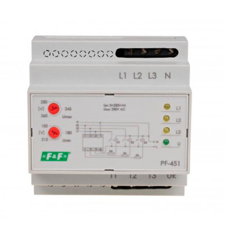 Автоматический переключатель фаз F&F PF-451, 380В, 16А, 3S - 1