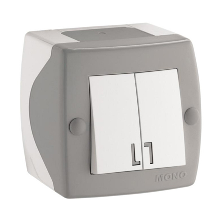 Выключатель 2кл накладной Mono Electric, OCTANS, IP 20, серый, 104-020001-102 - 1