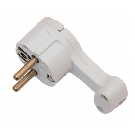 Вилка Luxel кутова плоска із заземленням, біла, 1034 - 1