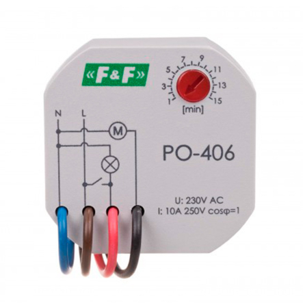 Реле времени F&F PO-406, с отсчетом после выключения 220В, 10А - 1