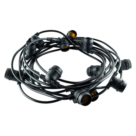 Гирлянда для светодиодных ламп BIOM, IP67, E27, 20 шт., макс. 100 Вт, 10,5 м, черная, GI1052067100 - 1