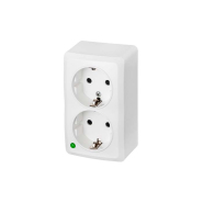 Розетка накладная двойная с заземлением, белая, IP20, Elektro-Plast BERG, 3738-00