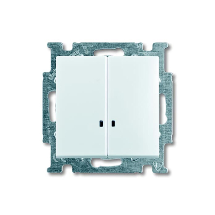 Выключатель двухклавишный с подсветкой ABB Basic 55, 2006/5 UCGL-94-507, белый - 1