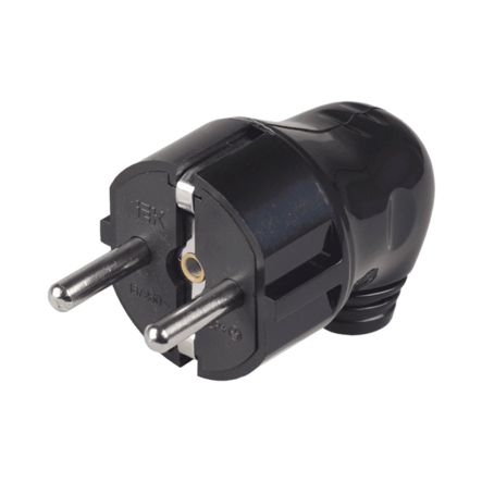 Вилка разборная угловая, 2P+PE, 16А, черная, IEK, EVP11-16-01-K02 - 1