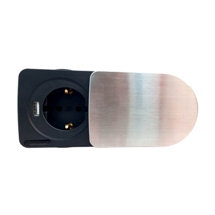 Розетка мебельная EH-ARN-304, 1*16 А (2P+PE) + 1*USB (5В/2.4A), настольная, встраиваемая