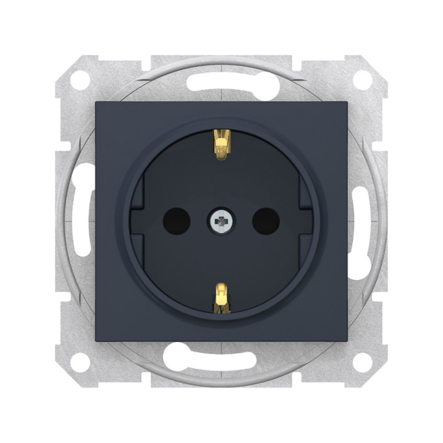 Розетка с заземлением, и шторками, Schneider Electric Sedna, графит, SDN3000170 - 1