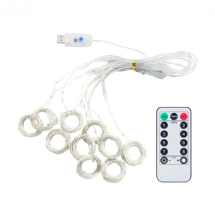 Гирлянда леска штора (Лучи росы) 3*2 м, USB, с пультом, золото, ZABI-12 G