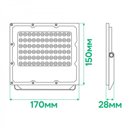 Прожектор LED ARDERO LL-3050ARD PRO, 50W, 6500K, IP65, (170х150х28мм), серый
