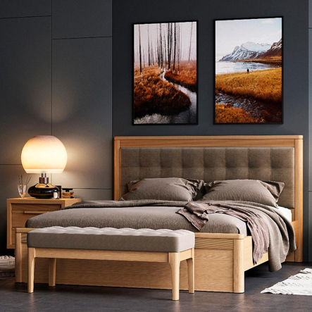 Кровать Мебус Прайм Модест 160х200мм, 1735х2135х1100 мм,  дуб, ваниль