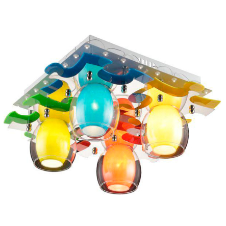 Люстра ALTALUSSE INL-9319C-04 White & Multicolor, E14, 4x40W + LED - 1