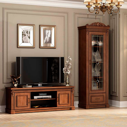 Тумба под ТВ Мебус Галиция 2Д 1630х460х580 мм, дуб, шафран