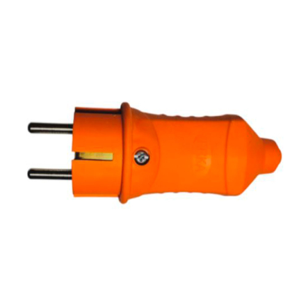 Вилка ERKA 4001-2, 16А, з/к прямая оранжевая (каучук)