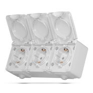 Розетка зовнішня VIDEX BINERA 3-а сіра з з/к, IP65, VF-BNW23G-G