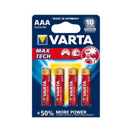 Батарейка VARTA LONGLIFE MAX POWER, 1,5 В, AAA (LR03), alkaline (щелочная), цена за упаковку, продаем поштучно, 4706101404 - 1