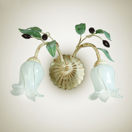 Бра N&B Light "ОЛИВКА" 11412, (2 л.) крем/коричневий/зелений, білий плафон - 1