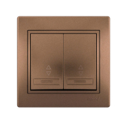 Выключатель проходной Lezard MIRA двухклавишный, светло-коричневый перламутровый, 701-3131-106