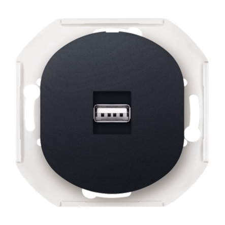 Розетка одинарная USB (механизм), Aling-Conel EON, E6162.E1, чёрный - 1
