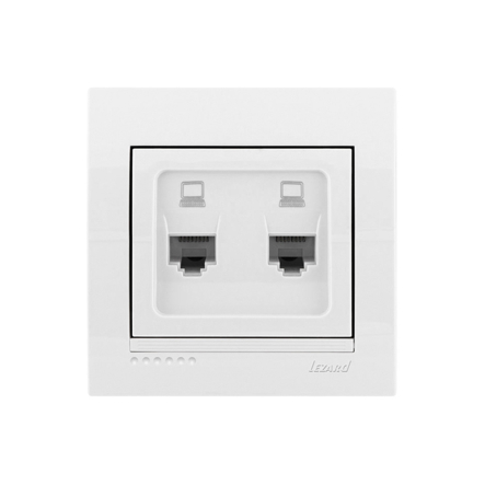 Розетка Lezard DERIY комп'ютерна подвійна, біла, 702-0202-141 - 1