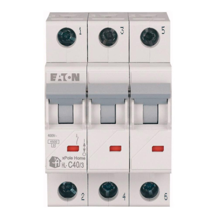 Автоматический выключатель EATON HL С40/3, 40A, 3P, тип C, 194795