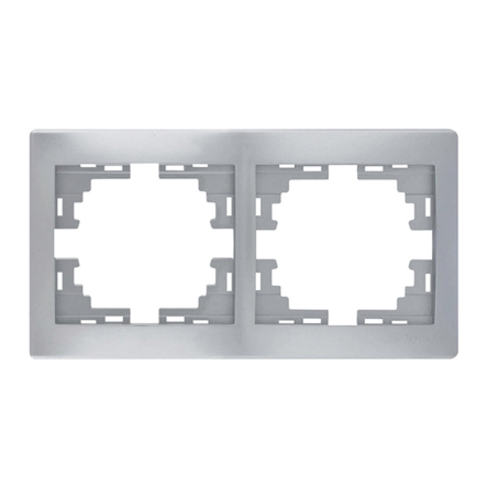 Рамка Lezard MIRA двомісна, горизонтальна, метал сірий, без вставки, 701-1000-147 - 1