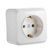 Розетка с заземлением, накладная, белая, АСКО-УКРЕМ, P316-3-Cm-W