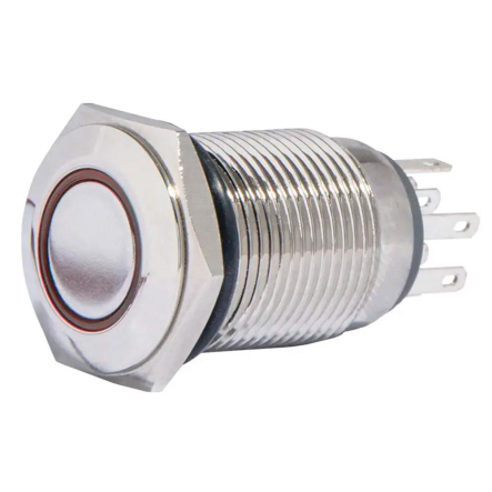 Кнопка металлическая с подсветкой АСКО-УКРЕМ TYJ 16-262 220V 2NO+2NC красная, A0140010097 - 1