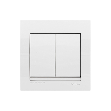 Вимикач Lezard DERIY двоклавішний, білий, 702-0202-101 - 1