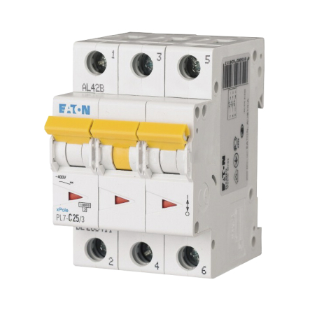 Автоматический выключатель EATON PL7- C 25/3, 3P, 25A, C 10kA, 263411 - 1
